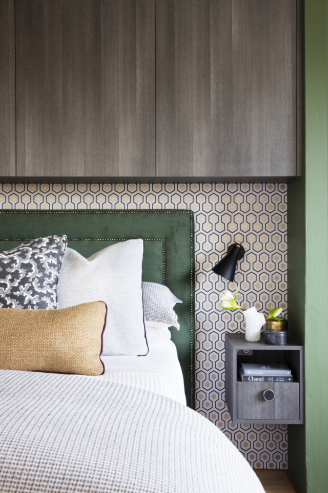 A Lynne Bradley project showcases wallpaper in the master bedroom. Image: Craig Wall