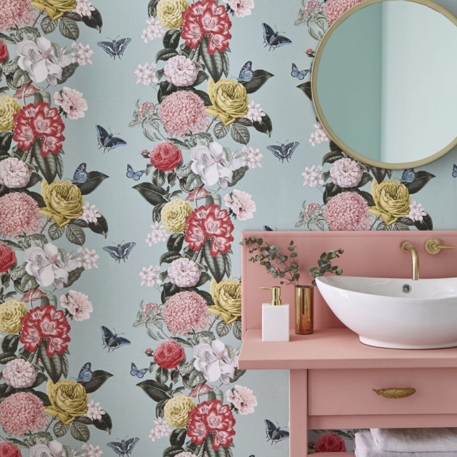 Graham & Brown's Bloomsbury wallpaper in neo mint