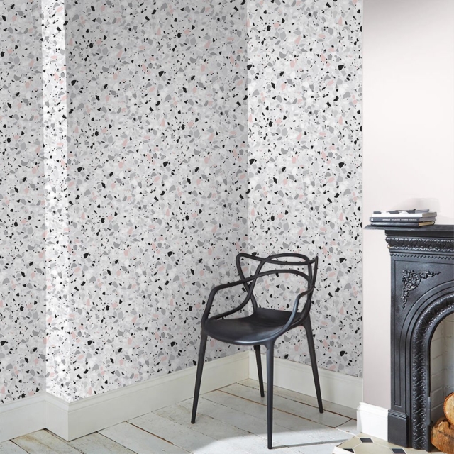 Graham & Brown's Terrazzo wallpaper in pink