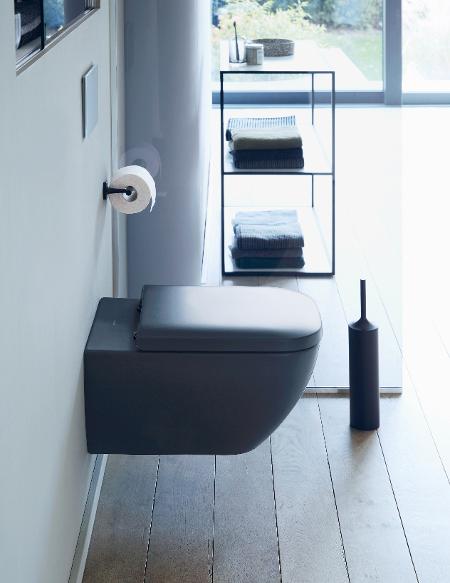 The DURAVIT Happy D.2 rimless wall mounted toilet in matte anthracite