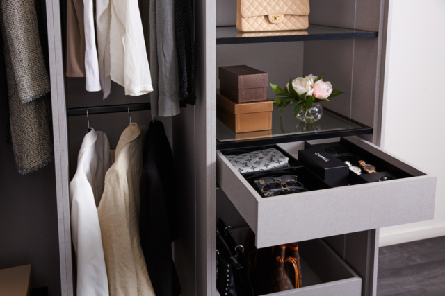 how to declutter a room fast with chic storage in walk in wardrobe