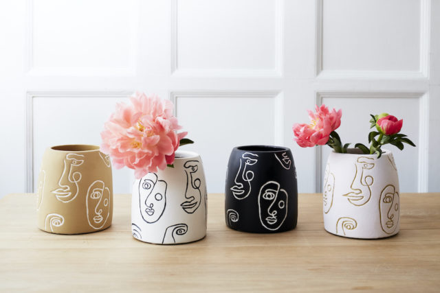 We love these uber on-trend line drawn face vases