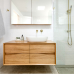 Jen's Ingrain Designs bathroom vanity is made from Hydrowood. Photo: Jacqui Turk
