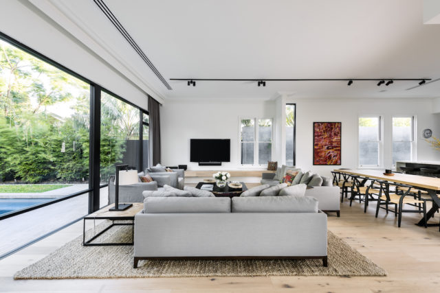 Sash windows feature in the home's new extension