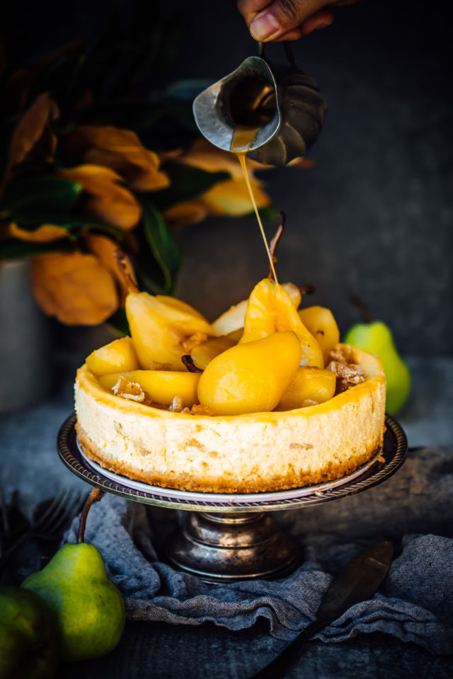 Pear and ginger cheesecake