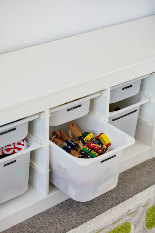 white playroom storage