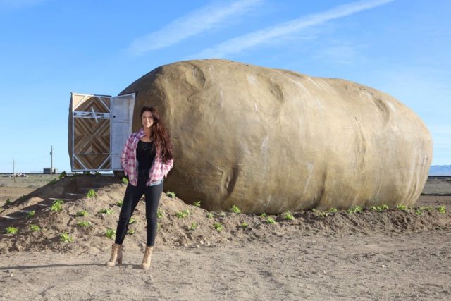 Judge Kirstie Wolfe with her Big Idaho Potato Hotel.