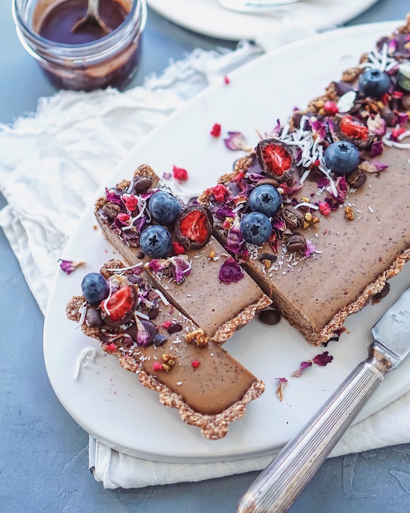 Vegan Mocha Tart with Oat and Almond Crust