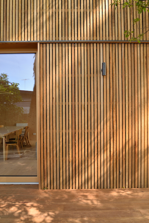 The home is clad in Blackbutt timber which will age to a silver grey over time. 