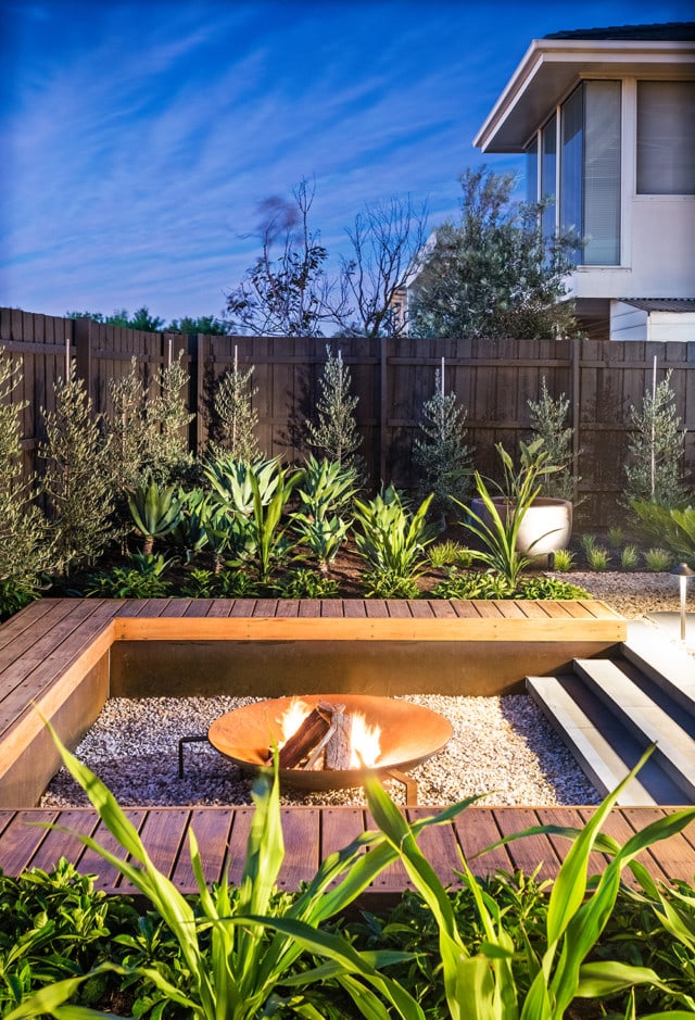 This inviting garden with fire pit, by Bayon Gardens, was popular on Houzz in 2020. Photo by Tim Turner.