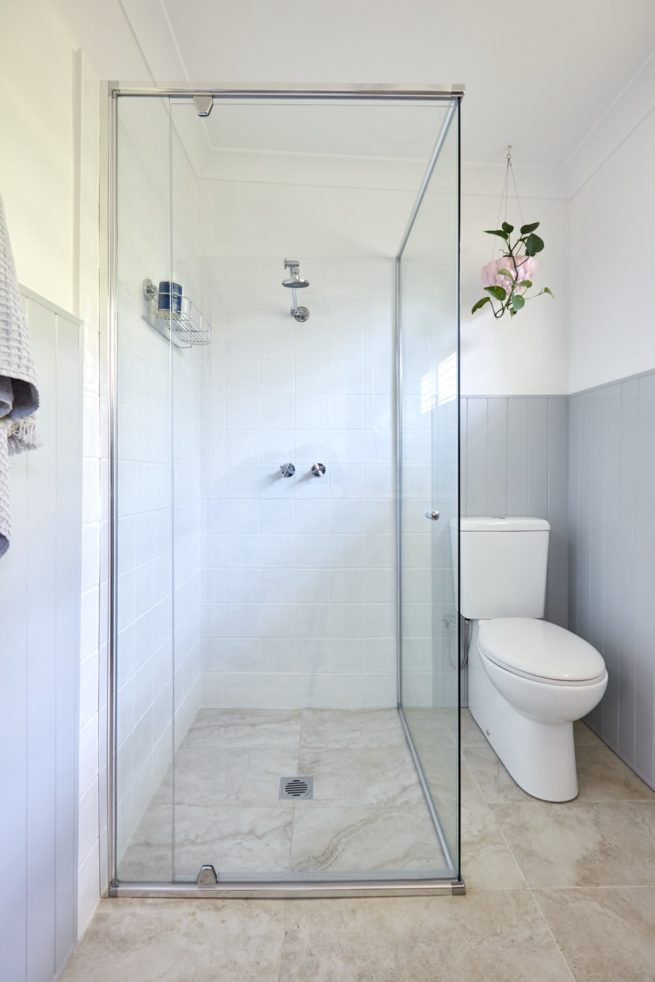 VJ panelling half wall bathroom helped us save money