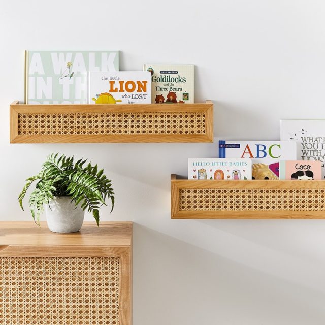 Rattan display deals shelf