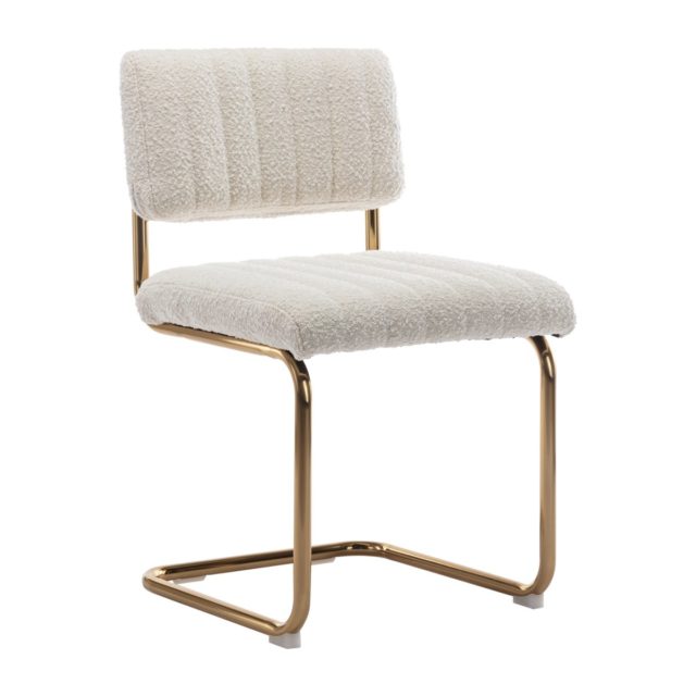 Quinn Cream Boucle Dining Chair - Brass Colour Legs