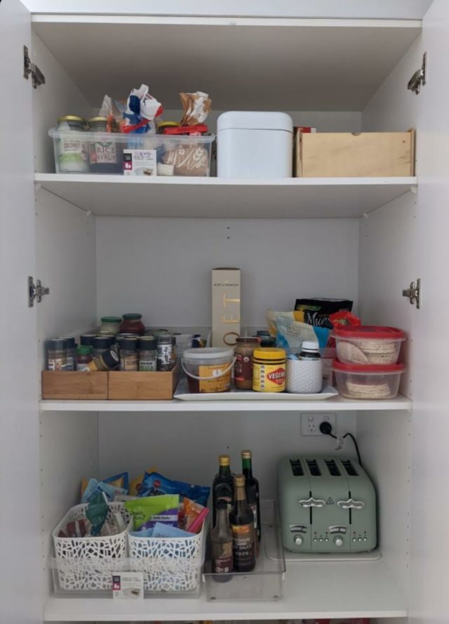 Pull Out Shelves retrofitted to existing kitchen cabinet after