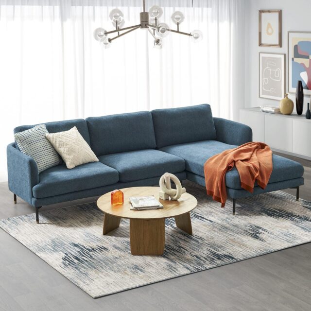 Pebble chaise sectional sofa