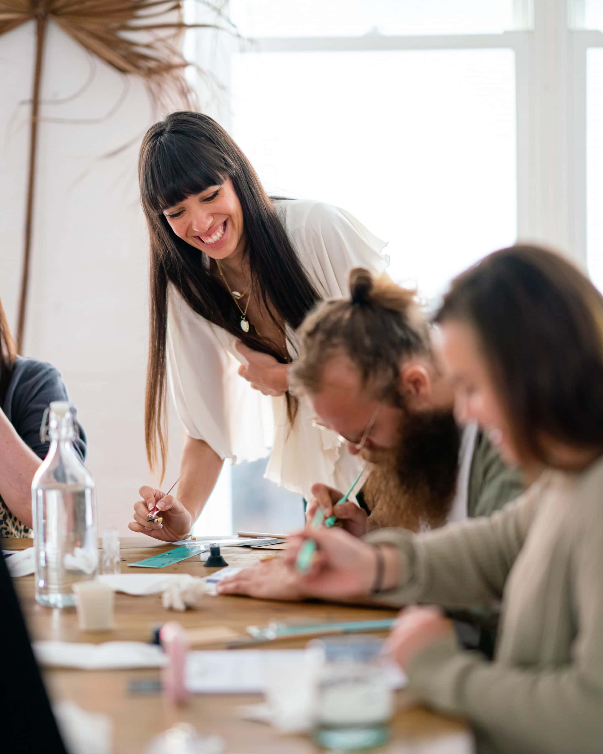 Vanessa teaching a calligraphy workshop