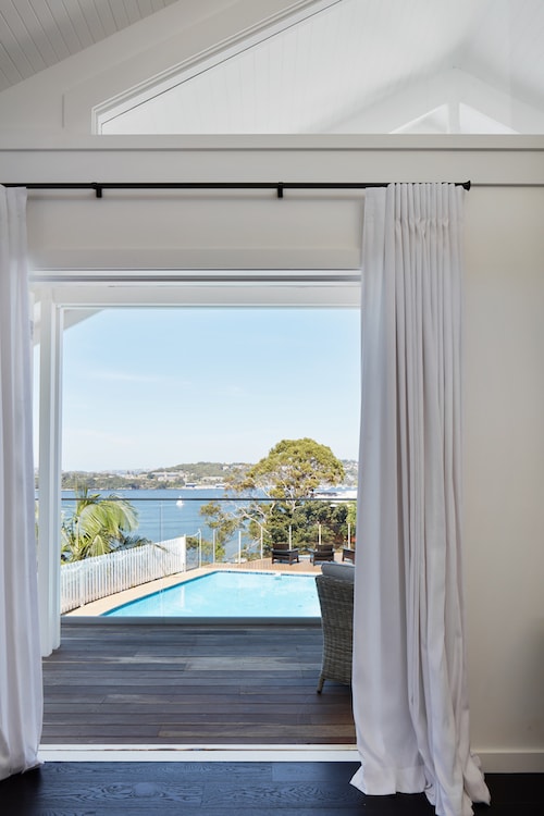 The studio boasts a pretty glorious vista across the pool to the river