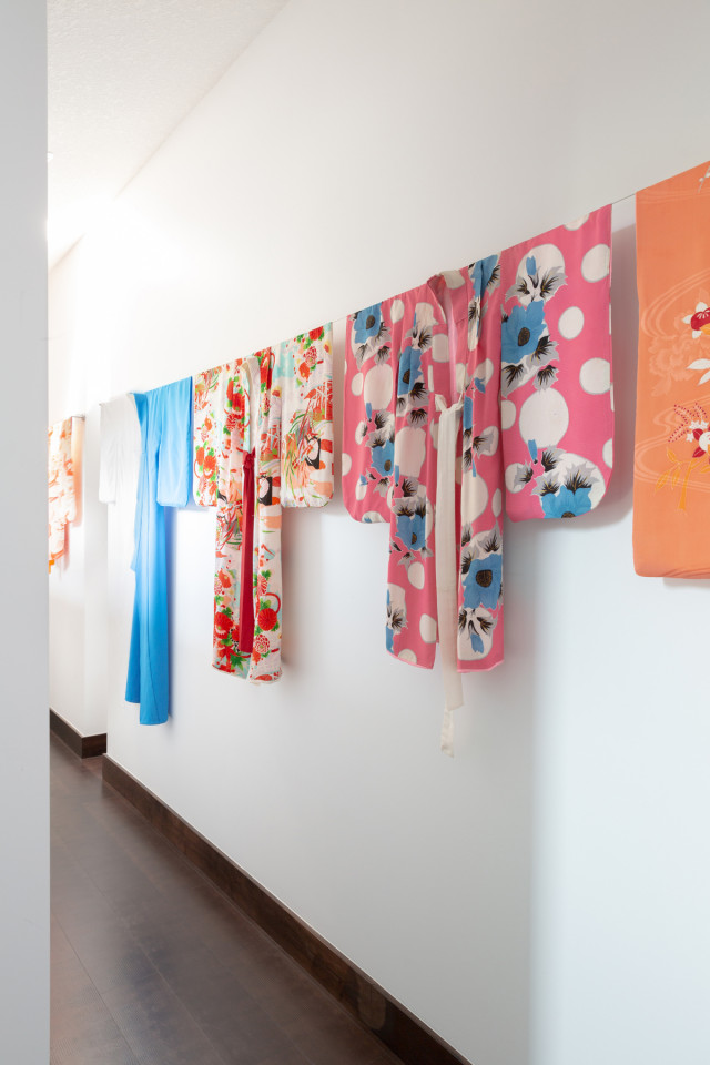 Kimonos add a splash of colour in the hallway