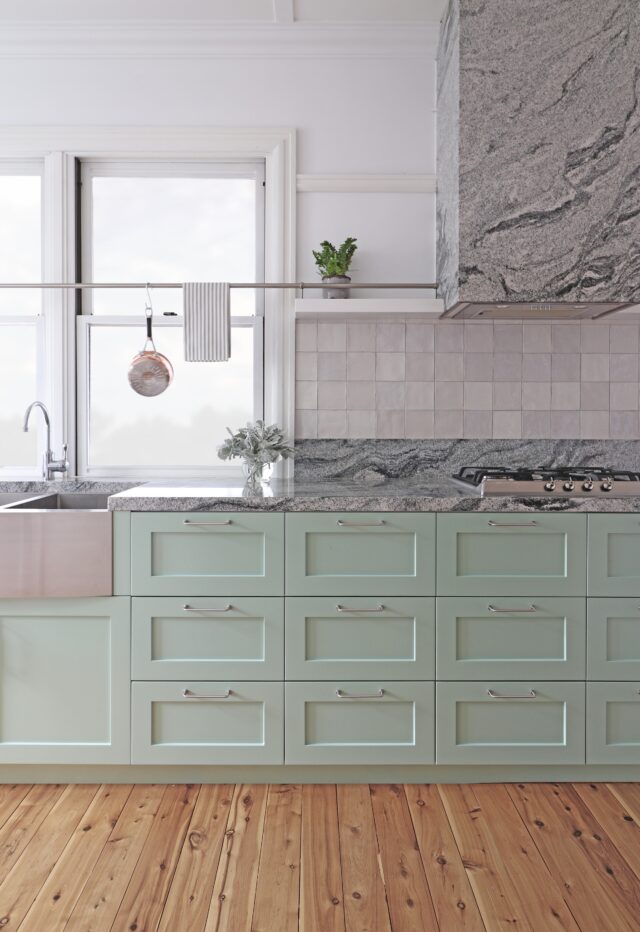 Newcastle based Horton & Co. Design used SNB Stone's polished white granite in this kitchen