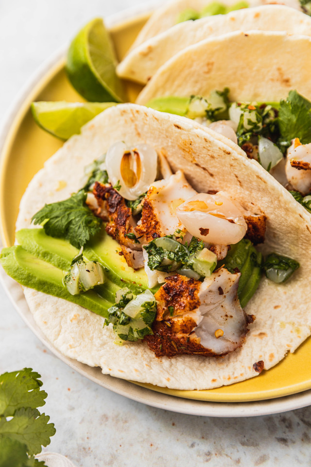 Foodie Friday: Cajun fish tacos with lychee salsa verde