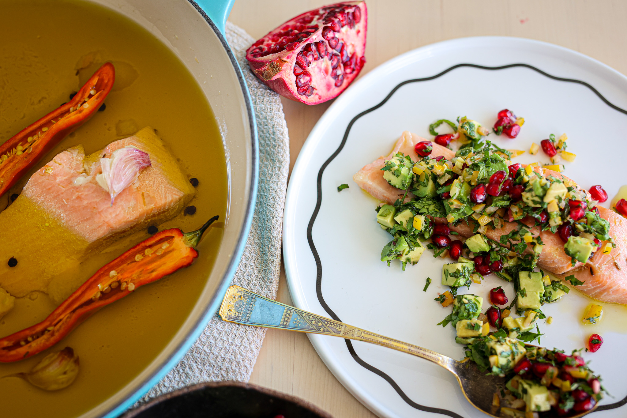 Foodie Friday: Confit salmon with preserved lemon & pomegranate