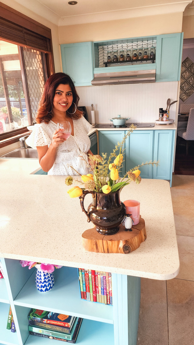 Sidrah in her new kitchen