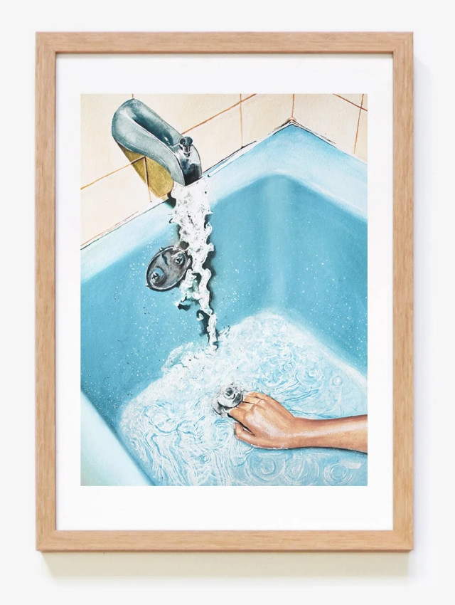 'Retro Blue Bathroom' print