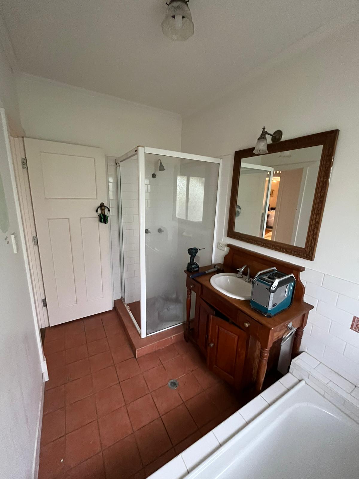 A stunning sage green bathroom transformation with wallpaper - The ...