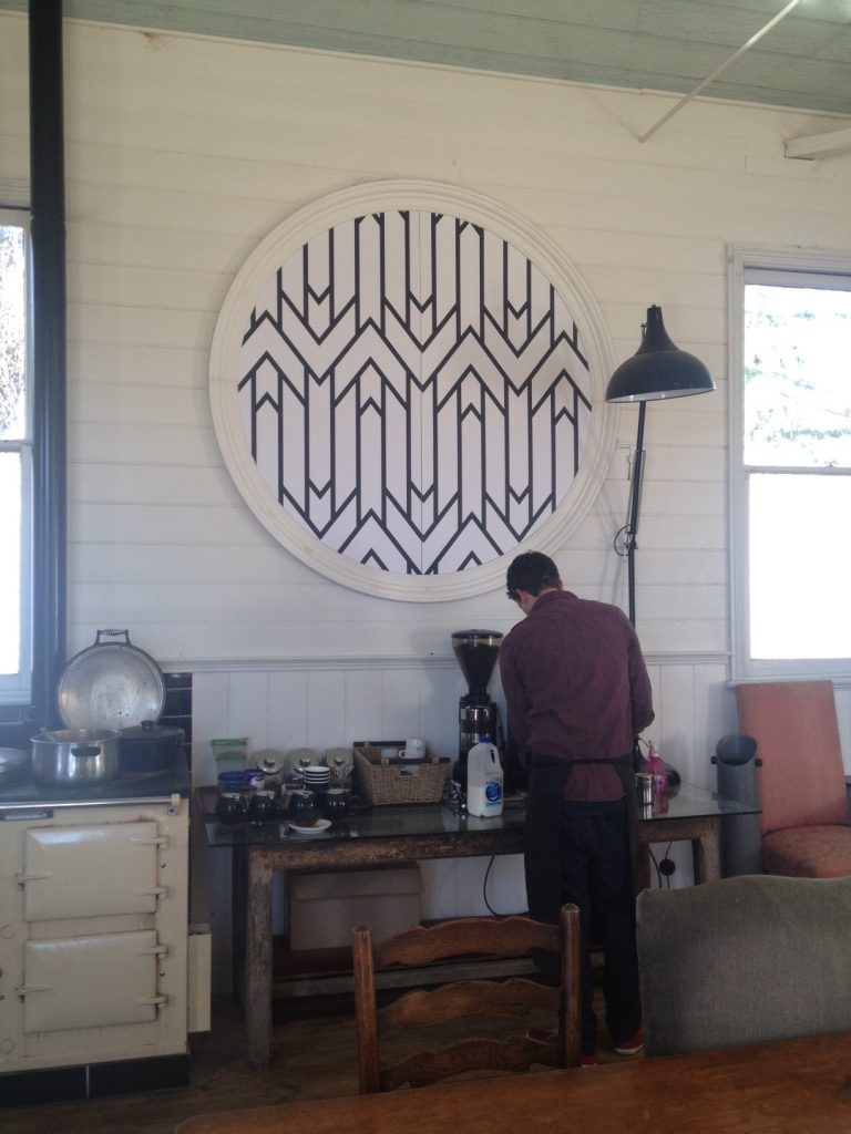 The coffee machine, next to the AGA, in amongst the antiques. Why not?